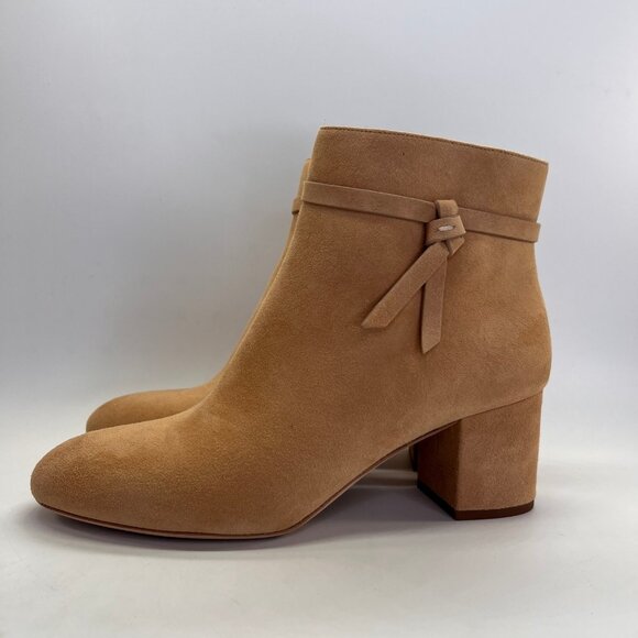 Kate Spade Knott Mid Suede Boot Size 8.5B Light Fawn Round Toe Ankle Boots - Picture 3 of 16